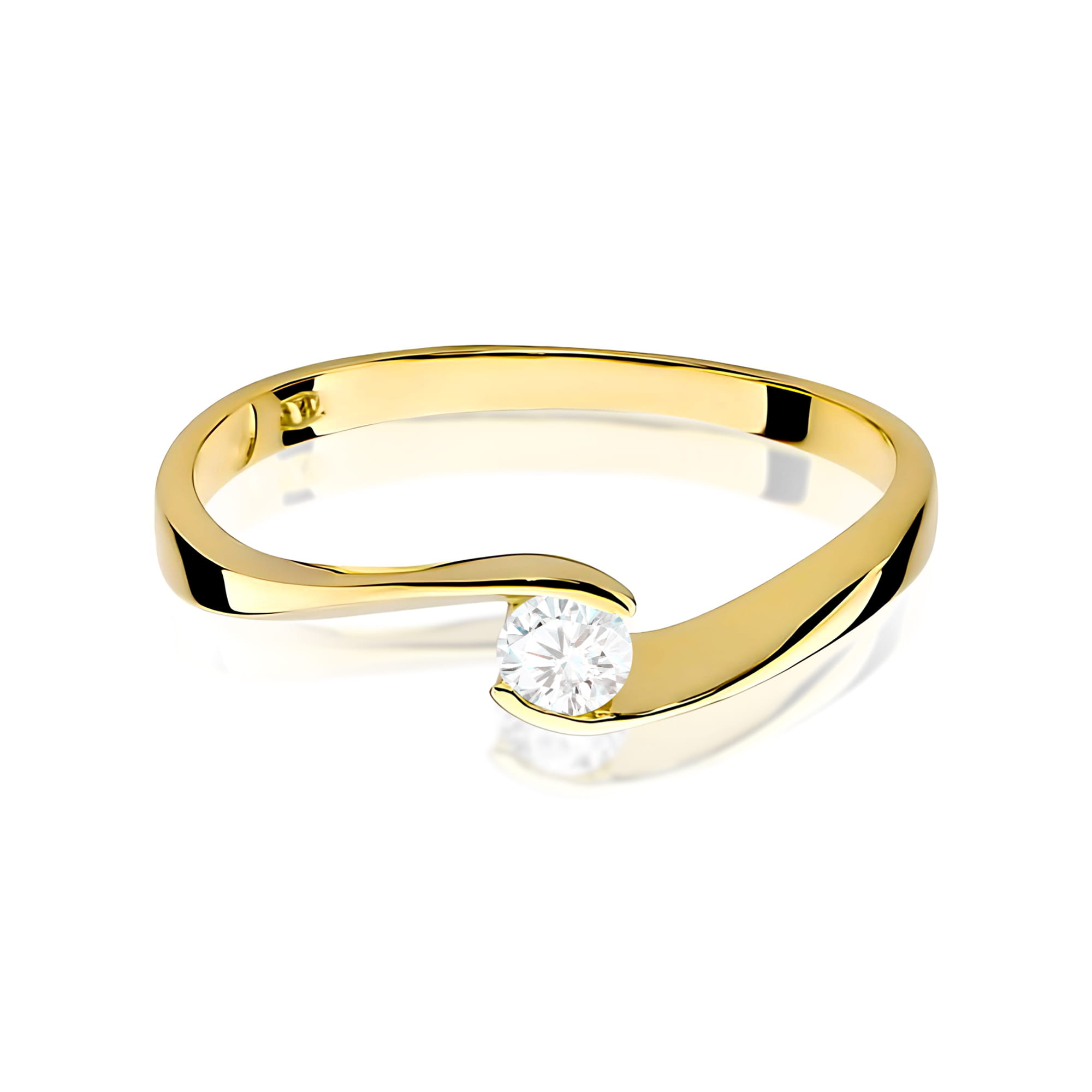 Pierścionek Diament 0,13ct żółte złoto 375 - obrazek 2