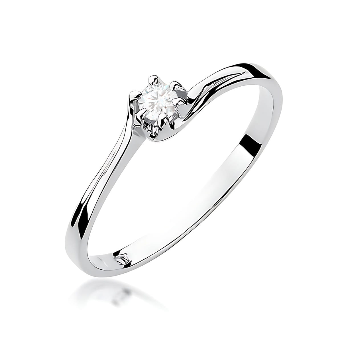 Pierścionek Diament 0,10ct białe złoto