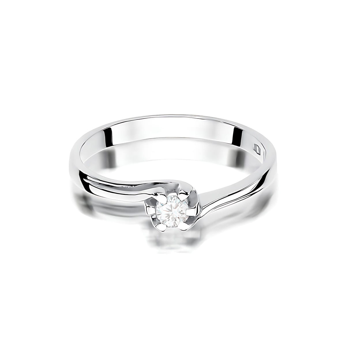 Pierścionek Diament 0,10ct białe złoto - obrazek 2