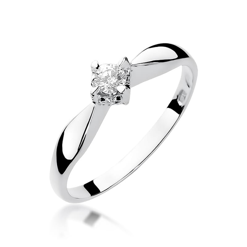 Pierścionek Diament 0,12ct białe złoto