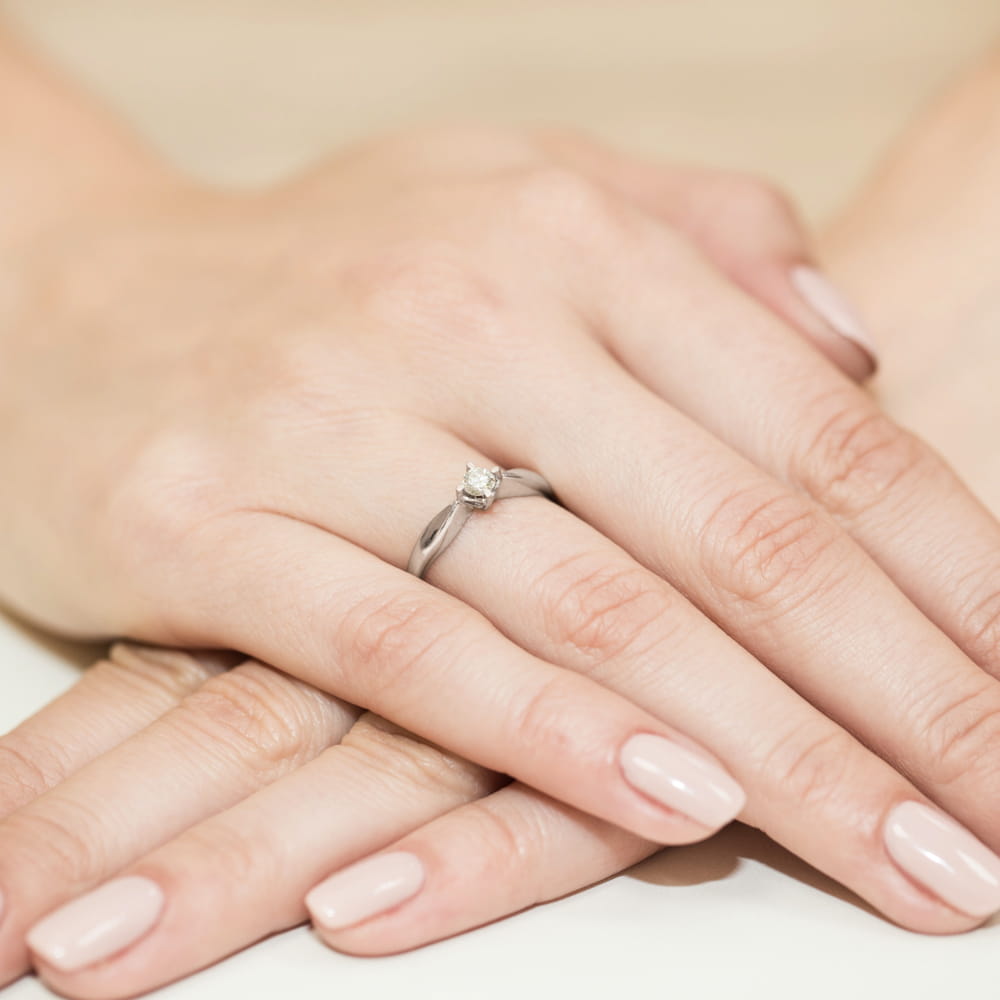 Pierścionek Diament 0,12ct białe złoto - obrazek 4