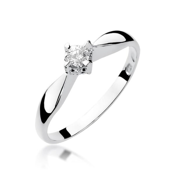 Pierścionek Diament 0,12ct białe złoto 375