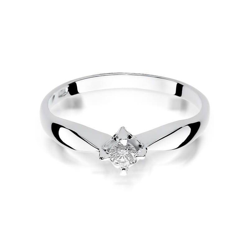 Pierścionek Diament 0,12ct białe złoto 375 - obrazek 2