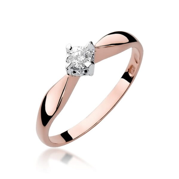 Pierścionek Diament 0,12ct różowe złoto