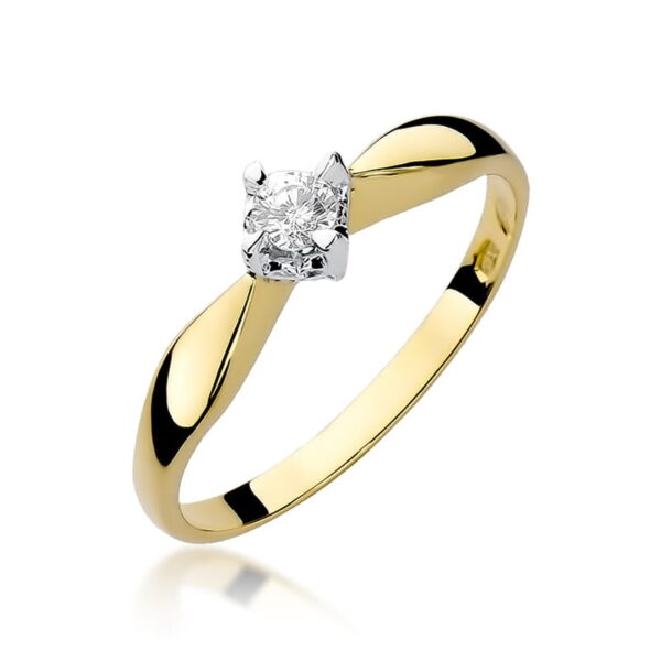 Pierścionek Diament 0,12ct żółte złoto