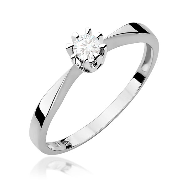 Pierścionek Diament 0,15ct białe złoto 375