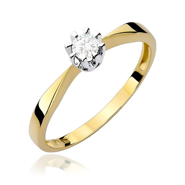 Pierścionek Diament 0,15ct żółte złoto