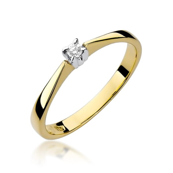Pierścionek Diament 0,03ct żółte złoto 375