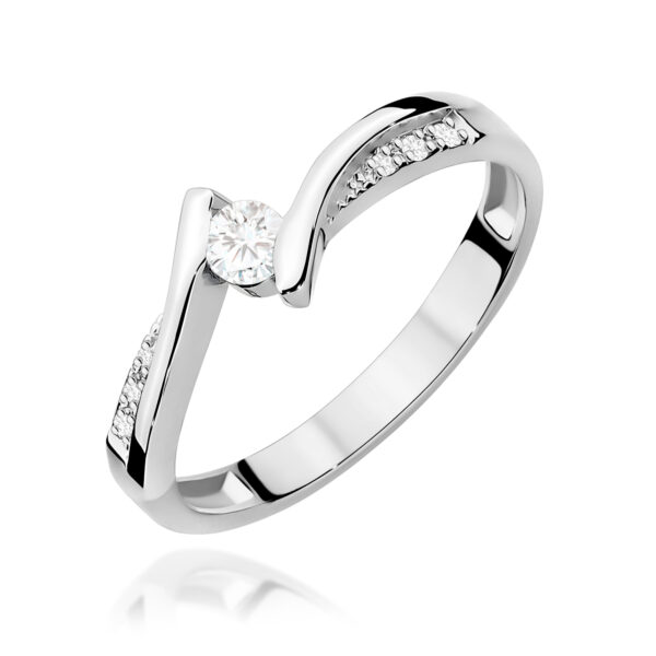 Pierścionek Diament 0,13ct białe złoto