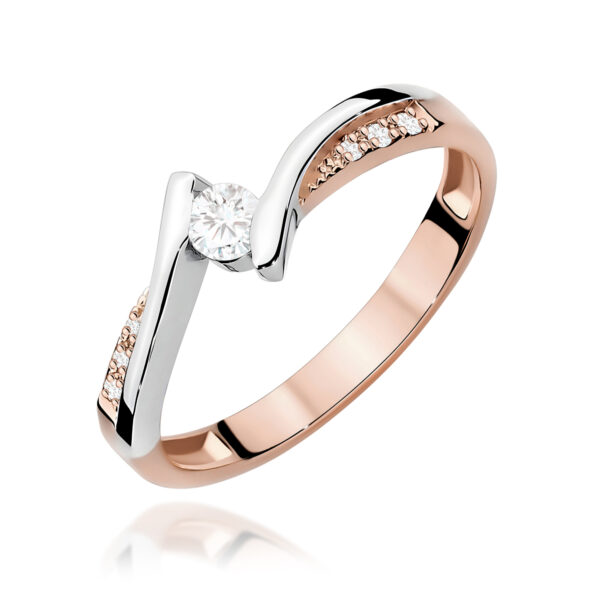 Pierścionek Diament 0,13ct różowe złoto