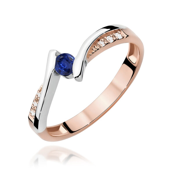 Pierścionek Szafir 0,15ct różowe złoto