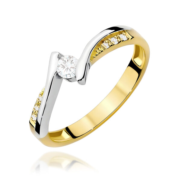 Pierścionek Diament 0,13ct żółte złoto