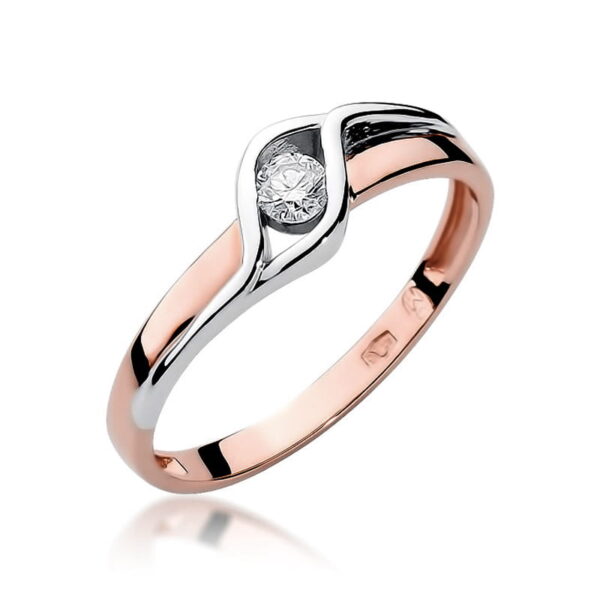 Pierścionek Diament 0,10ct różowe złoto