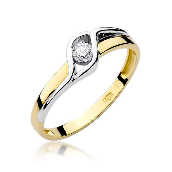 Pierścionek Diament 0,10ct żółte złoto