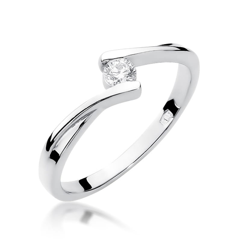 Pierścionek Diament 0,10ct białe złoto
