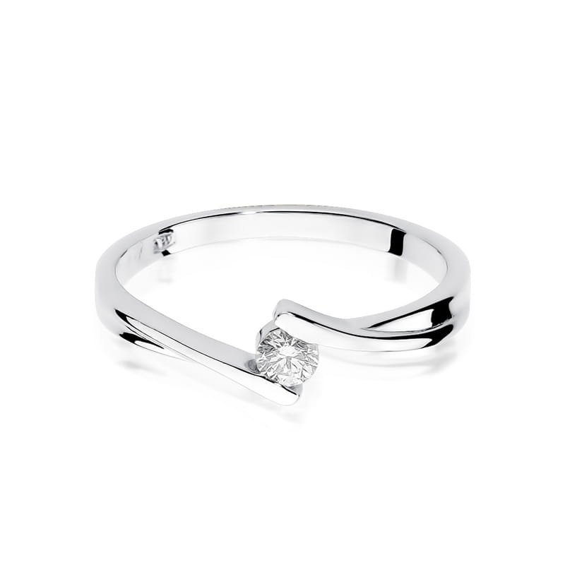 Pierścionek Diament 0,10ct białe złoto - obrazek 2