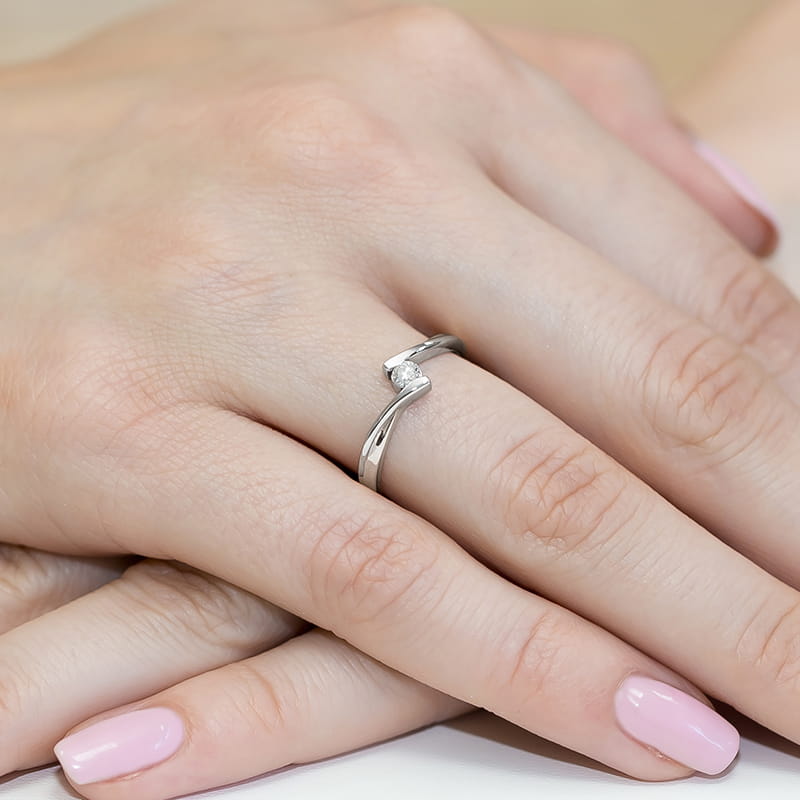 Pierścionek Diament 0,10ct białe złoto - obrazek 4