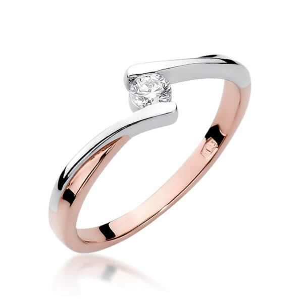 Pierścionek Diament 0,10ct różowe złoto