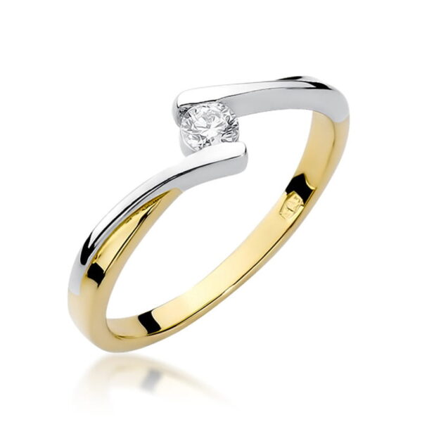 Pierścionek Diament 0,10ct żółte złoto