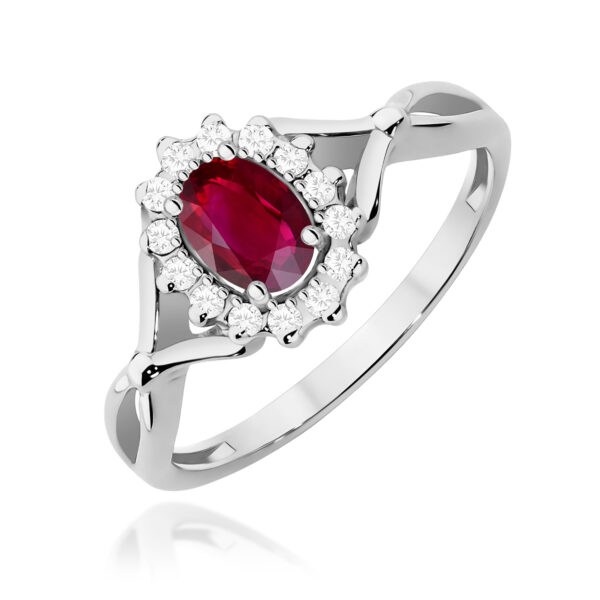 Pierścionek Rubin 0,60ct białe złoto