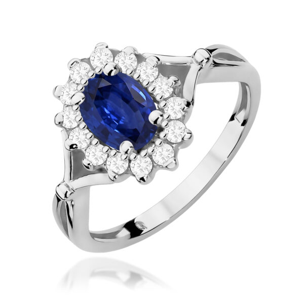 Pierścionek Szafir 0,90ct białe złoto