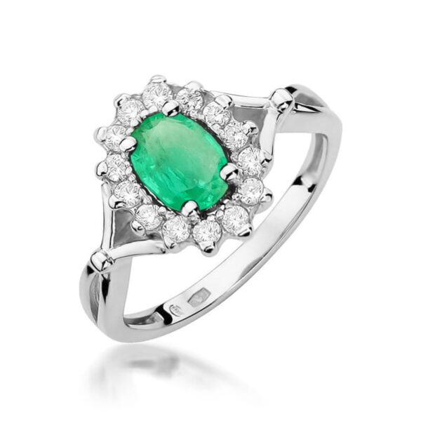 Pierścionek Szmaragd 0,80ct białe złoto 375