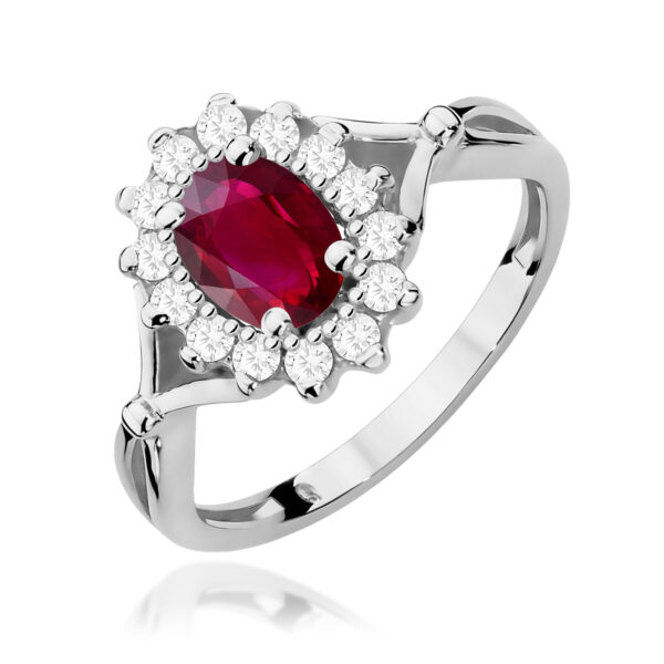 Pierścionek Rubin 1,00ct białe złoto 375
