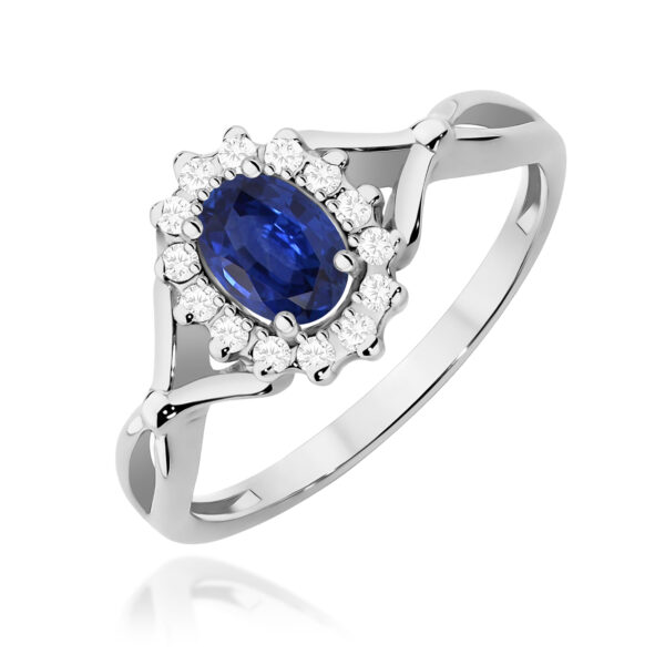 Pierścionek Szafir 0,70ct białe złoto 375