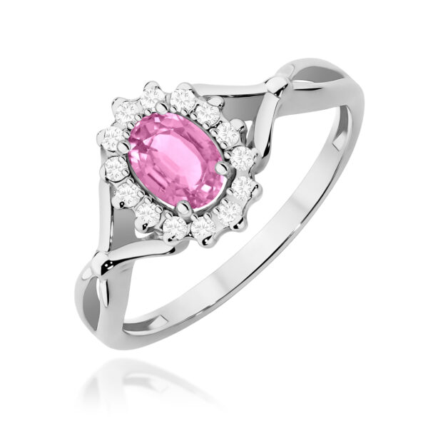 Pierścionek Różowy Szafir 0,45ct białe złoto 375