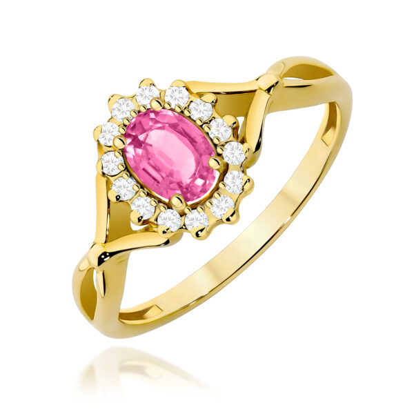 Pierścionek Różowy Topaz 0,50ct żółte złoto