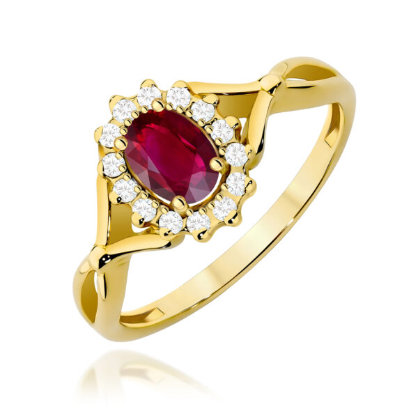 Pierścionek Rubin 0,60ct żółte złoto 375