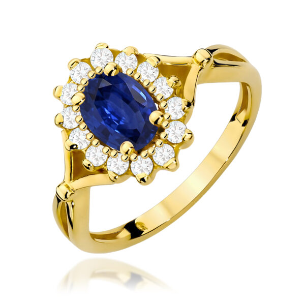 Pierścionek Szafir 0,90ct żółte złoto 375
