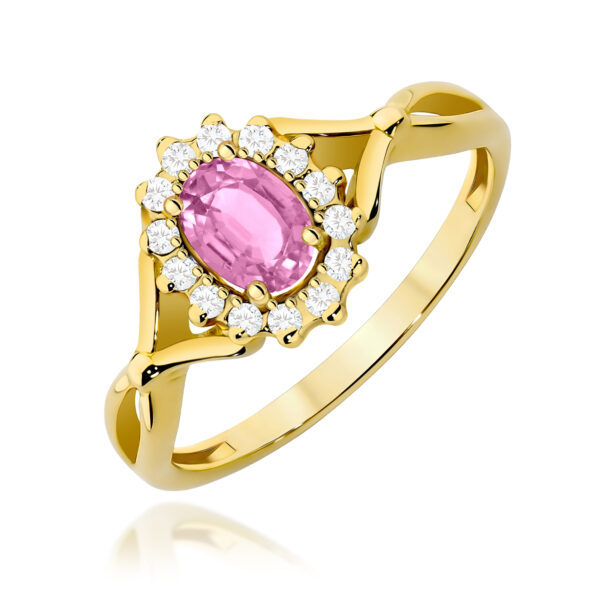 Pierścionek Różowy Szafir 0,45ct żółte złoto 375