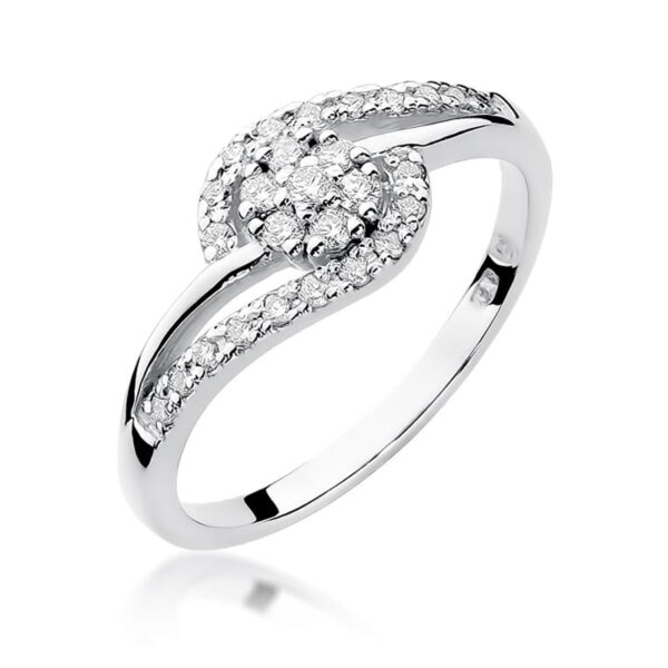 Pierścionek Diament 0,17ct białe złoto 375