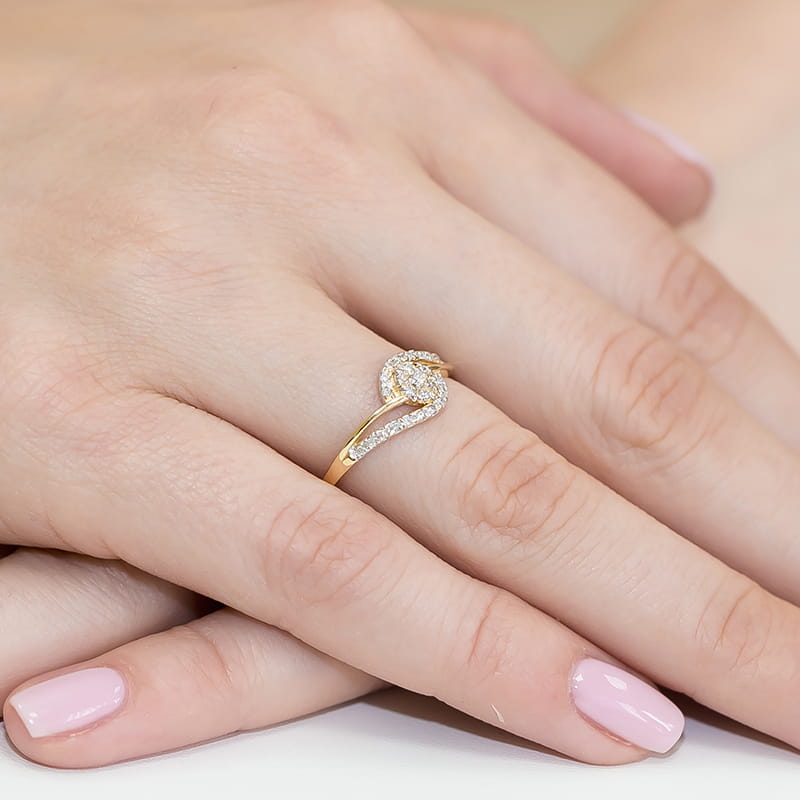 Pierścionek Diament 0,17ct żółte złoto - obrazek 4