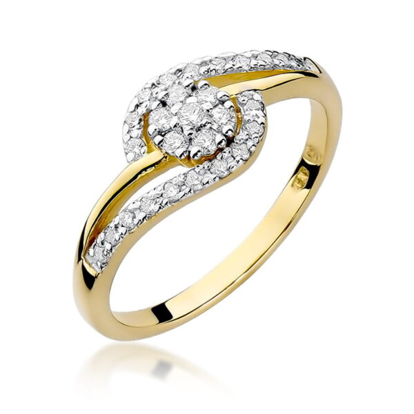 Pierścionek Diament 0,17ct Żółte złoto 375