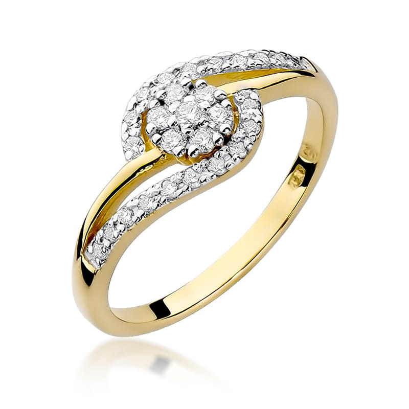 Pierścionek Diament 0,17ct Żółte złoto 375