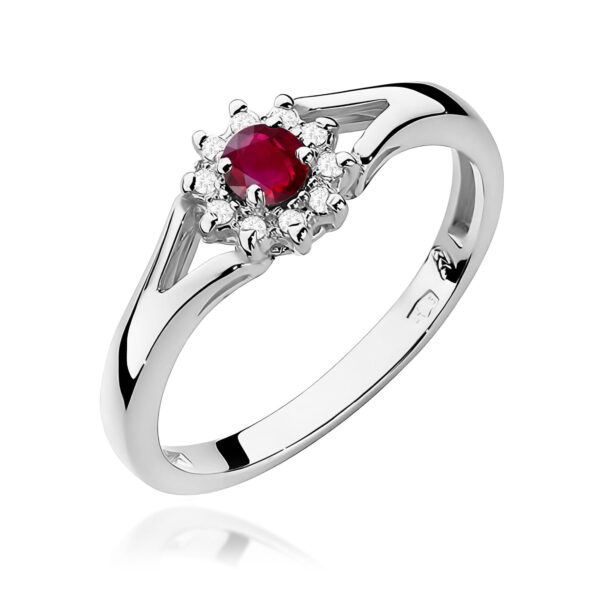 Pierścionek Rubin 0,15ct białe złoto