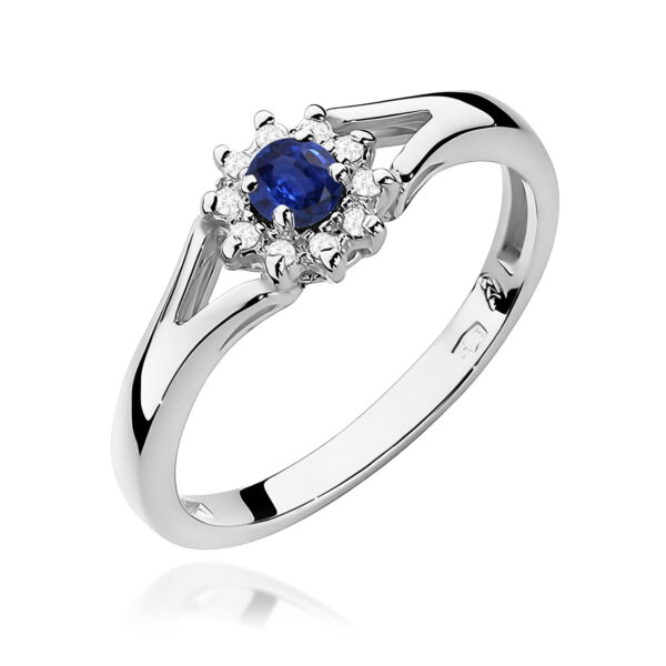 Pierścionek Szafir 0,15ct białe złoto
