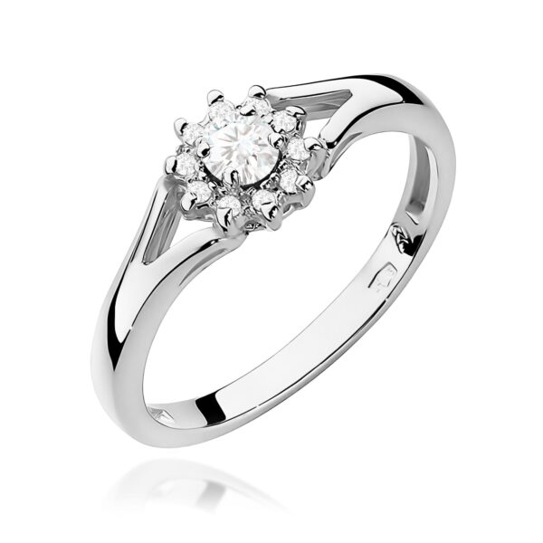 Pierścionek Diament 0,10ct białe złoto 375