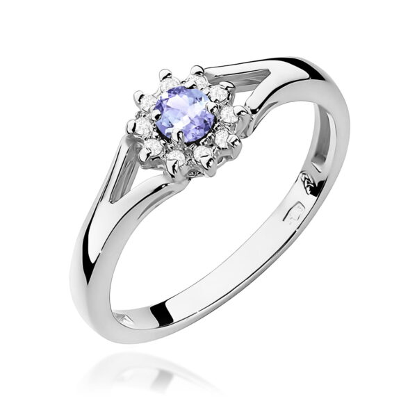 Pierścionek Tanzanit 0,15ct białe złoto 375