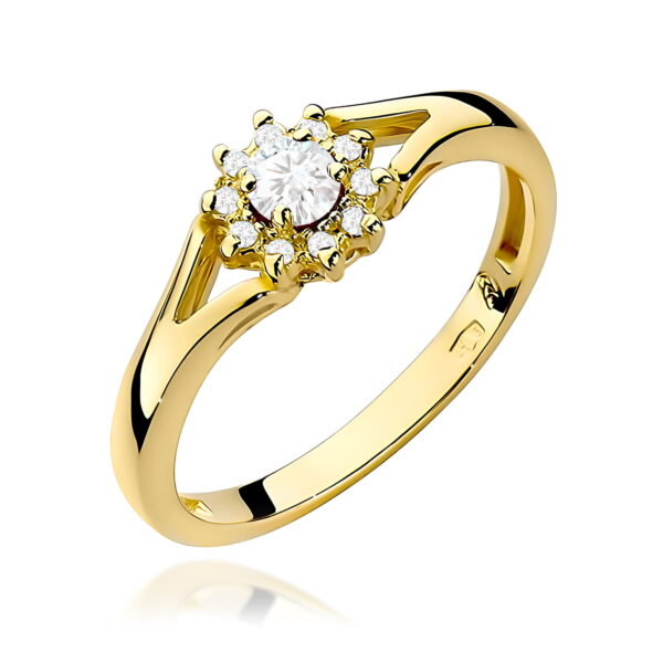 Pierścionek Diament 0,10ct żółte złoto 375