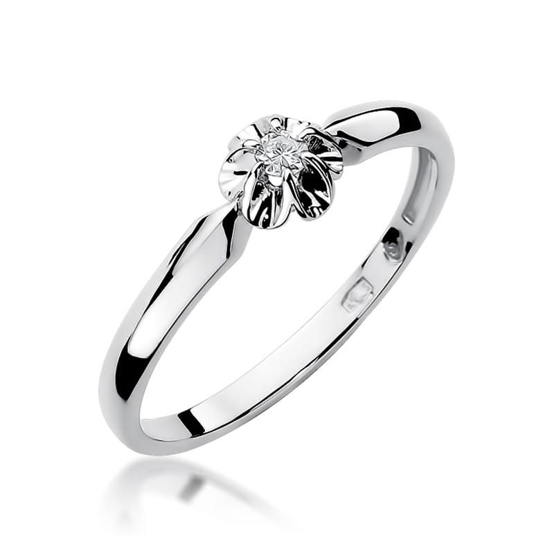 Pierścionek Diament 0,04ct białe złoto