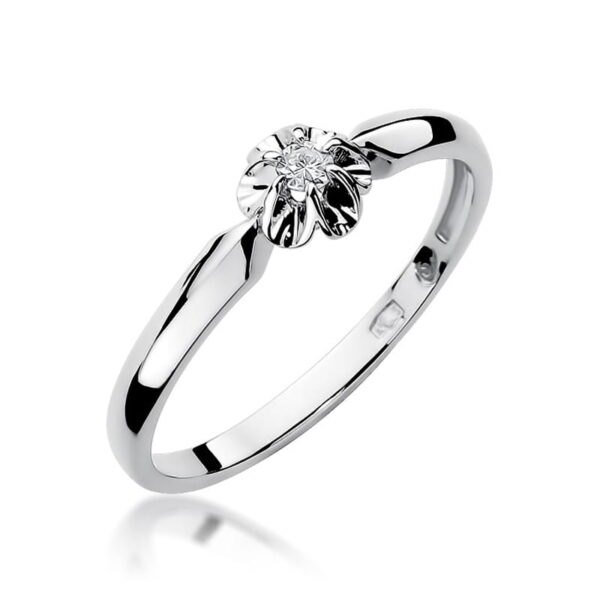 Pierścionek Diament 0,04ct Białe złoto 375