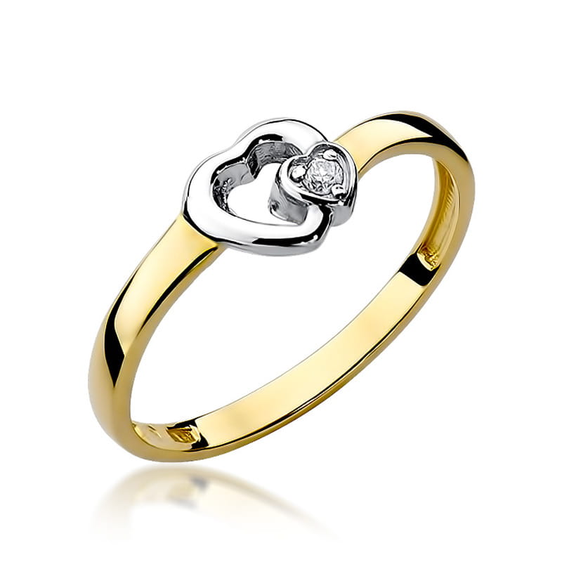 Pierścionek Diament 0,02ct Żółte złoto 375