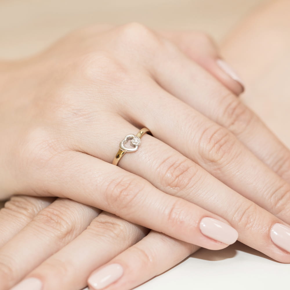 Pierścionek Diament 0,02ct Żółte złoto 375 - obrazek 4