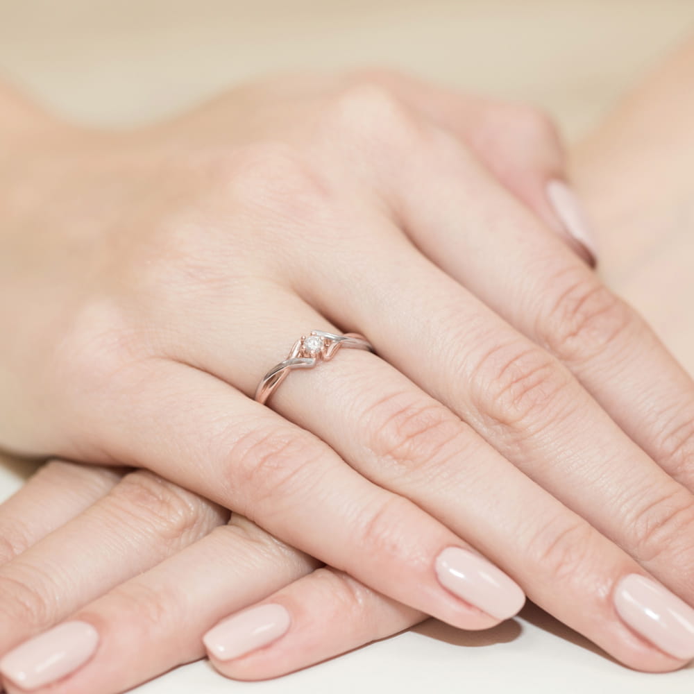 Pierścionek Diament 0,08ct różowe złoto - obrazek 4