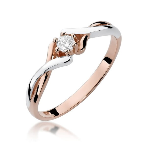 Pierścionek Diament 0,10ct różowe złoto