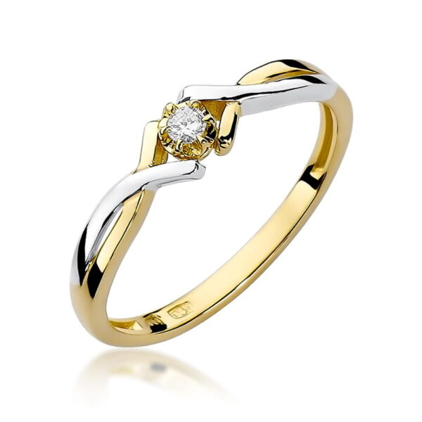 Pierścionek Diament 0,04ct żółte złoto