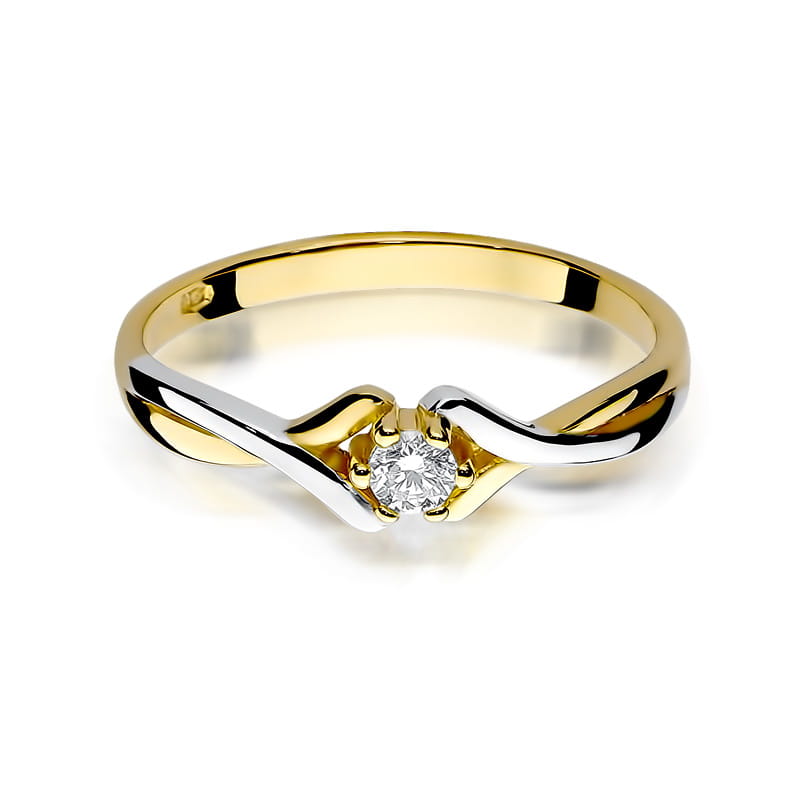 Pierścionek Diament 0,10ct żółte złoto - obrazek 2